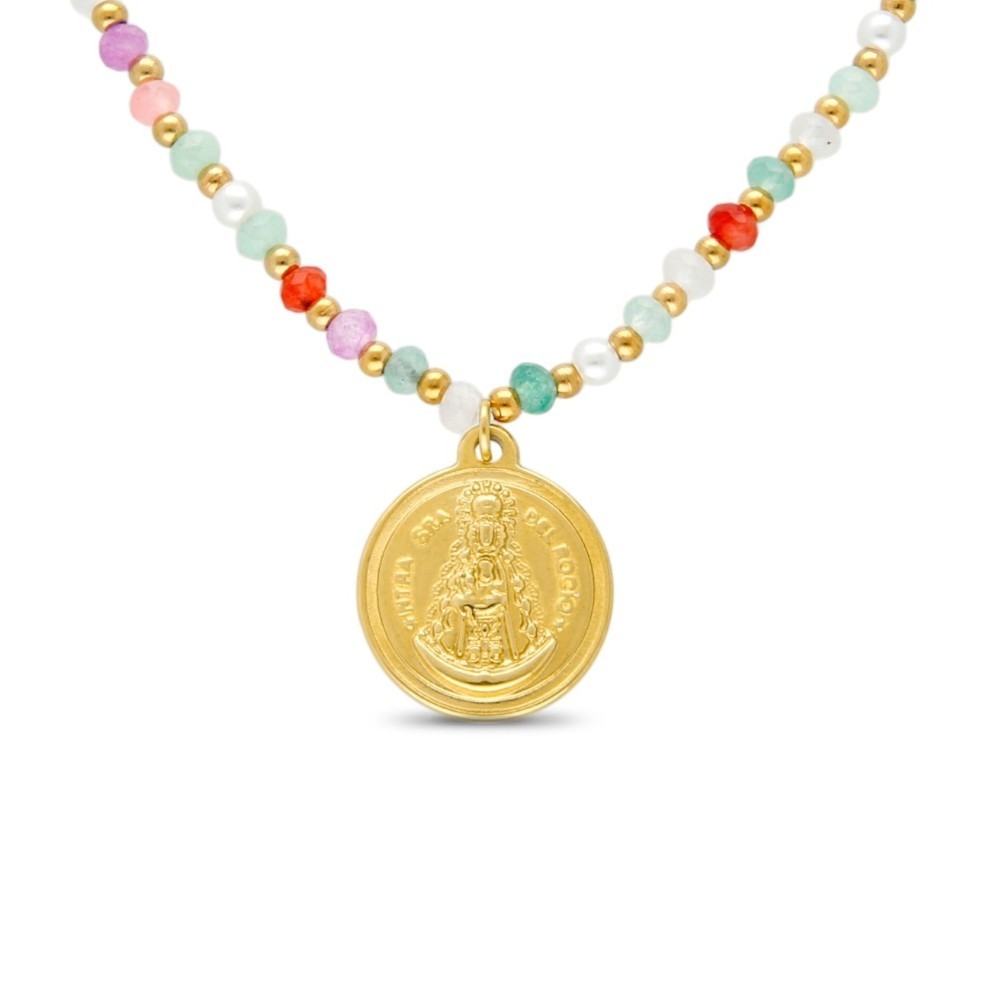 Collar Virgen del Rocio de piedras naturales