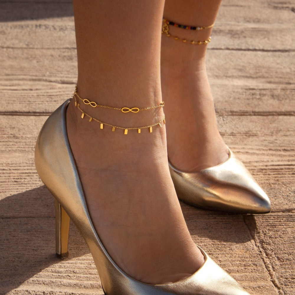 Pulsera tobillera tablitas dorada